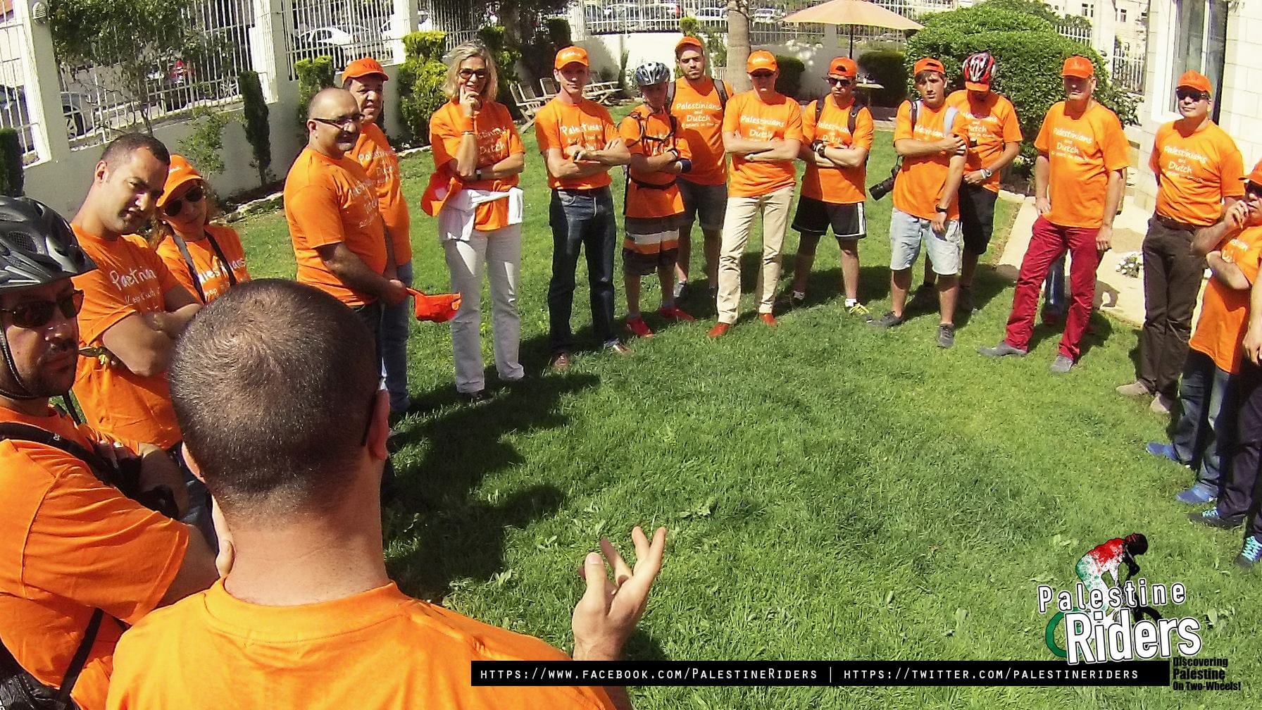 Dutch and Palestinian riders' convoy in Ramallah
